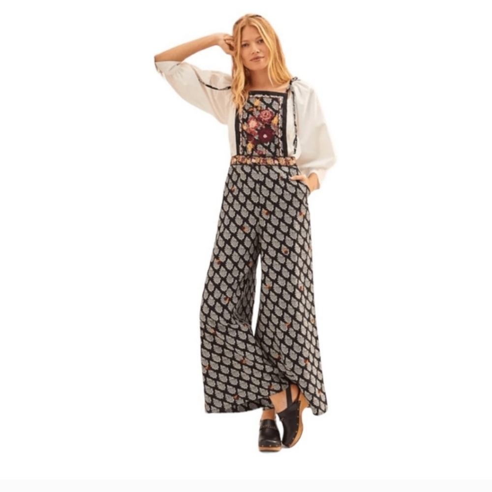 Anthropologie Embroidered Wide Leg Jumpsuit - Picture 9 of 16